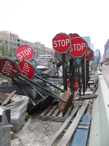 stop falling | stops signs along the hudson river path in ch… | ariel ...