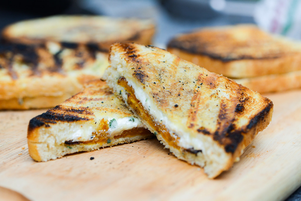 Grilled Cheese with Butternut Squash, Ricotta, Parmesan, Fontina, and Sage