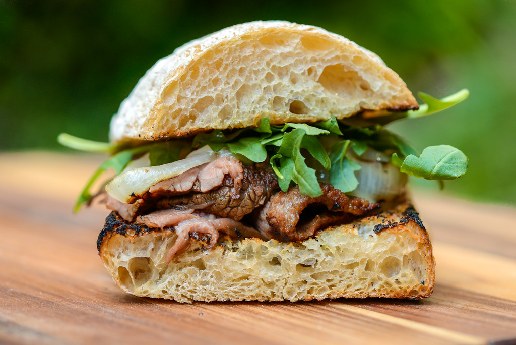 Marinated Flank Steak Sandwiches with Charred Onions