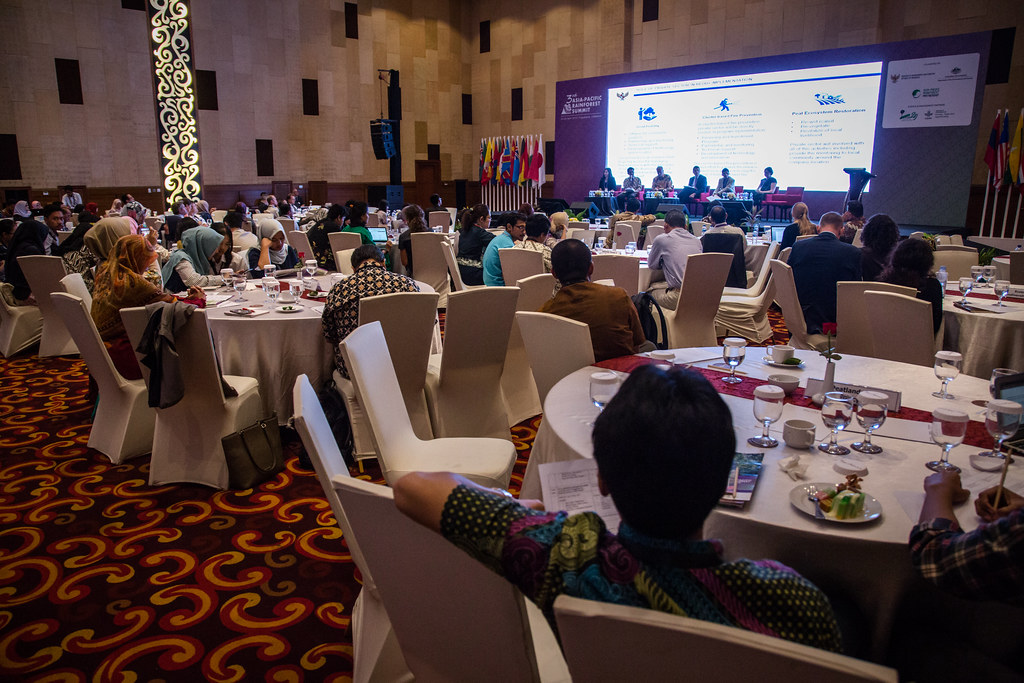 Audiences attending during 3rd Asia-Pacific Rainforest Summit in Yogyakarta on April 24, 2018 in Indonesia.