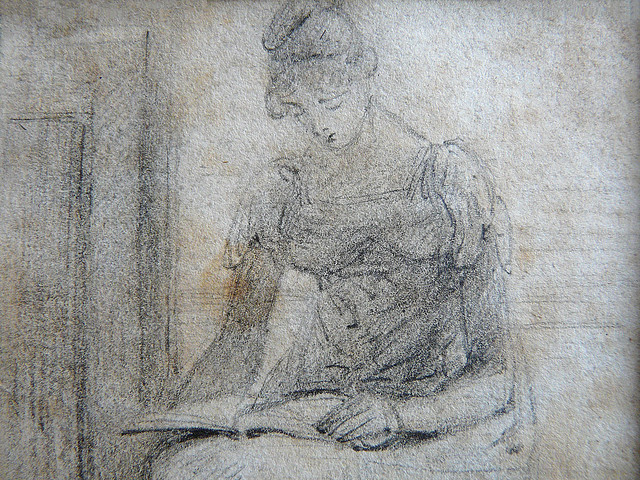 CONSTABLE John,1806 - Emma, assise, lisant sur ses genoux (Louvre RF6084) - Detail 14