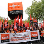 TUC's New Deal demo in central London, Saturday 12 May. GMB activists were marching for an end to zero hours contacts, an end to neglect of our public services and an end to Tory austerity.