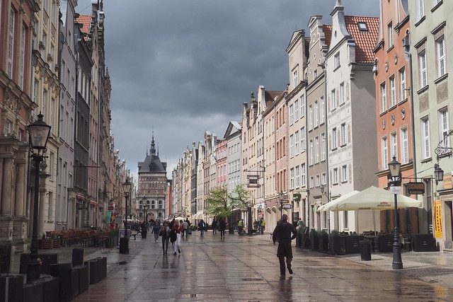 Gdańsk, Poland. 'Long Market' after a brief shower of rain.