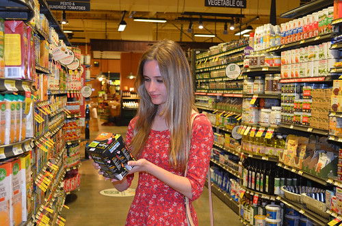 Girl looking at product