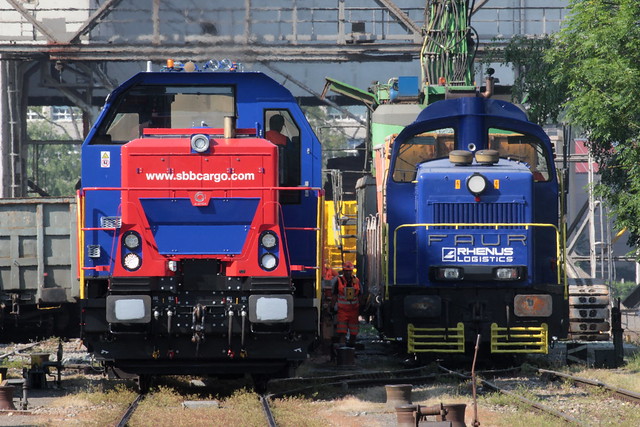 SBB Cargo Rangierlokomotive 90 80 1002 023 - 2 D - ALS ( Hersteller Alstom - Baujahr 2017 - Lokomotive Triebfahrzeug ) am Bahnhof Basel Kleinhüningen in der Stadt Basel im Kanton Basel Stadt der Schweiz