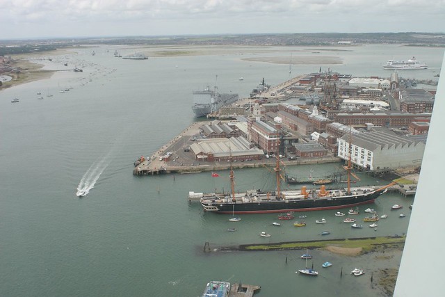HMS Warrior & Portsmouth Harbour seen from The Tower