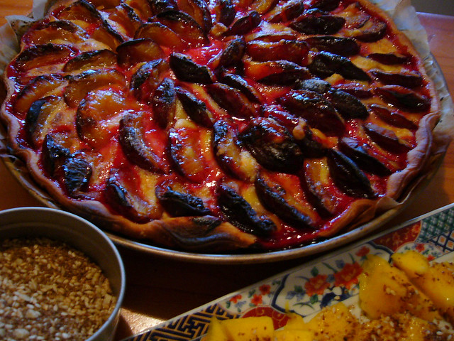 Plum tart, just out of the oven