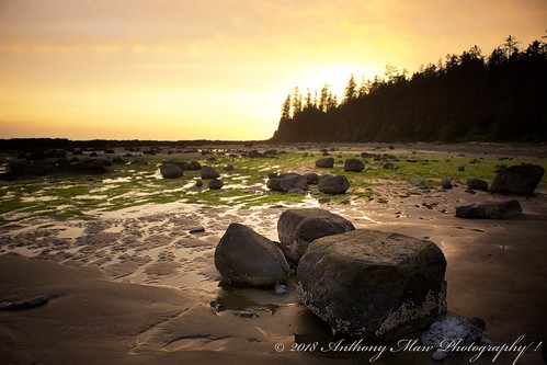 West Coast Trail Rocky Beach Sunset by anthonymaw, Tsusiat Falls Rocky Beach along the West Coast Trail of Vancouver Islandbc beach canada coast forest