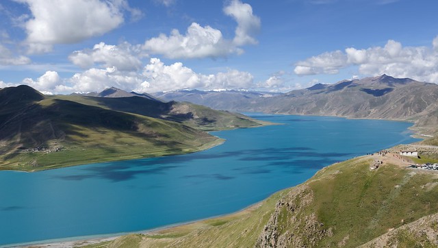 Turquoise the color of Lake Yamdrok Yutso. Tibet 2017