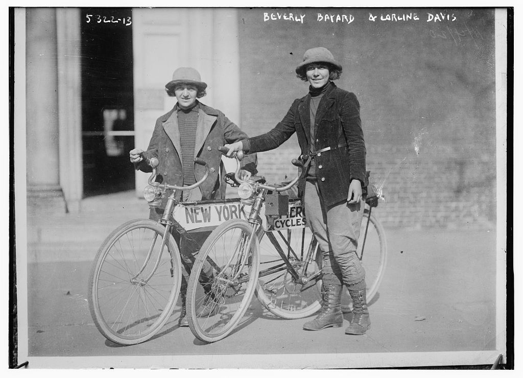 Beverly Bayard & Lorline Davis [with bicycles] (LOC)