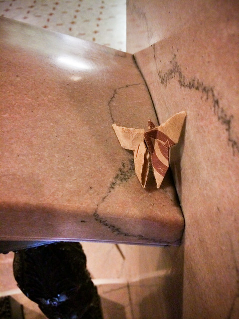 Burger King origami butterfly on staircase