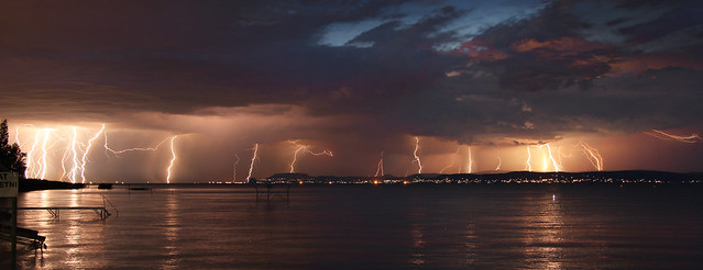 lightning barrage over Lake Balaton