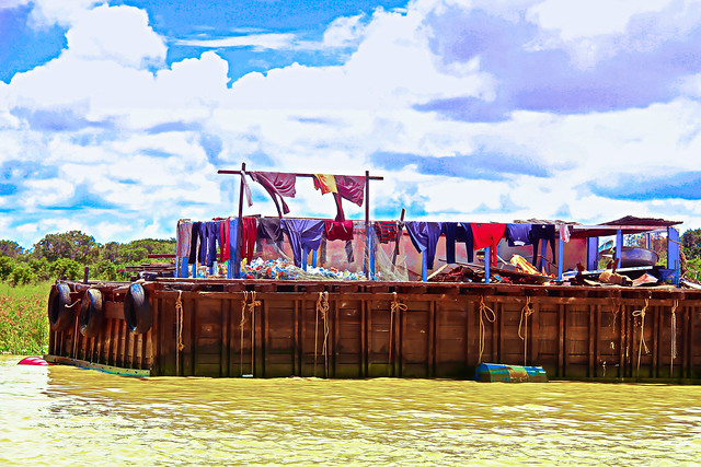 Laundry day in Tonle'  Sap Lake