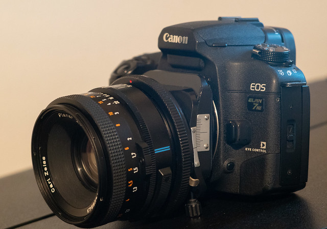 Canon EOS Elan 7NE + Tilt Shift + Hasselblad Carl Zeiss Planar 80mm f2.8