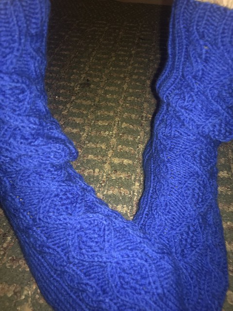 Home Office Day In Blue Wool Socks.