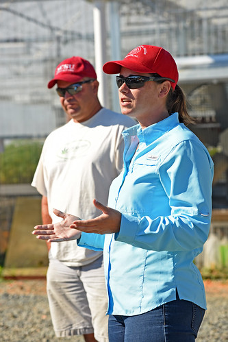 Extension specialist Dr. Angela Post speaks to agents and directors during a tour of Broadway Hemp's green houses and farms.