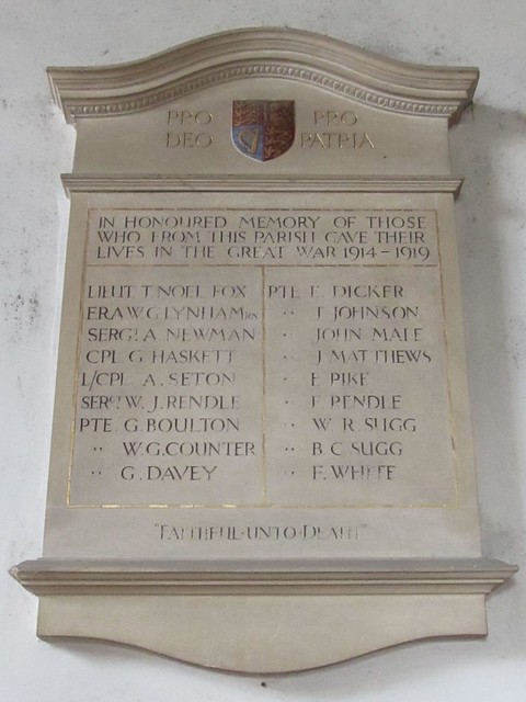War Memorial, St. Mary's Church, Templecombe, Somerset