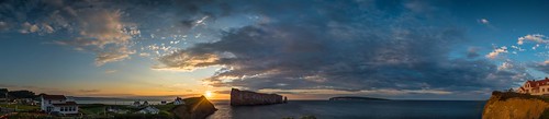 sunrise quebec gaspe gaspesie mer ocean atlantic rock rocher perce panorama panoramique