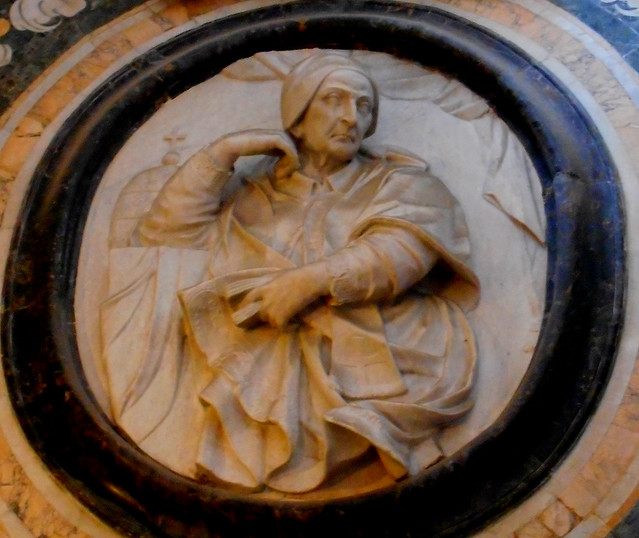 Dominican pope: Benedict XIII - marble tondo (1748-1754) by Giovan Battista Massotti and sons Carmine and Matteo - Rosario or Sant'Anna di Palazzo Church in Naples