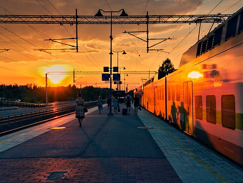 Back to home after a long day by Tuomas Posio, P1190831panasonic gx80 sunset train people streetphotography järvenpää