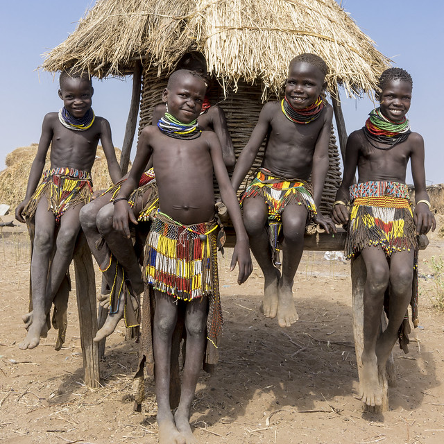 nyangaton tribe. Young girls. Omo valley Ethiopia