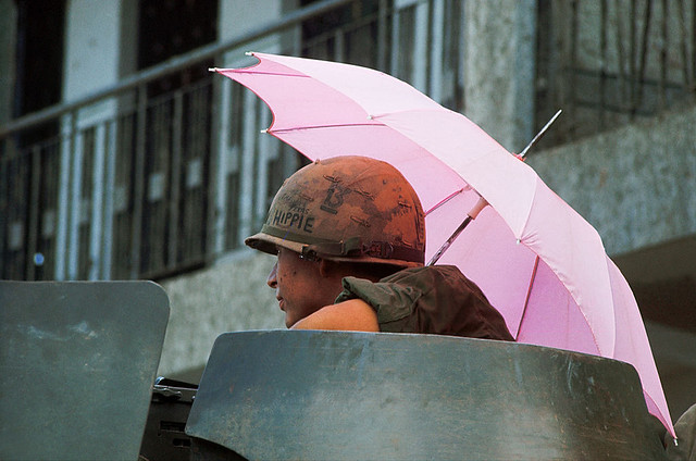 SAIGON Tet Offensive 1968 - US Soldier With Umbrella