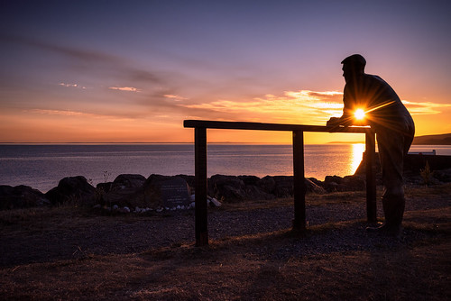 portwilliam fisherman statue sunset