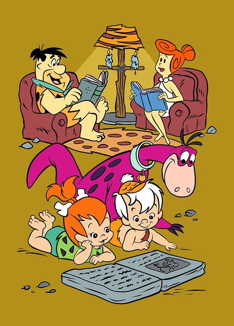 Flintstone family reading