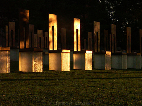 sunset usa oklahoma architecture memorial chairs nps okc bombing oklahomacity april19 nationalmemorial top20landmarks top20oklahoma