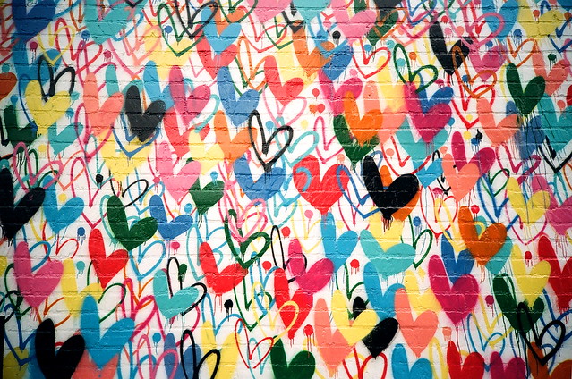 hearts mural.