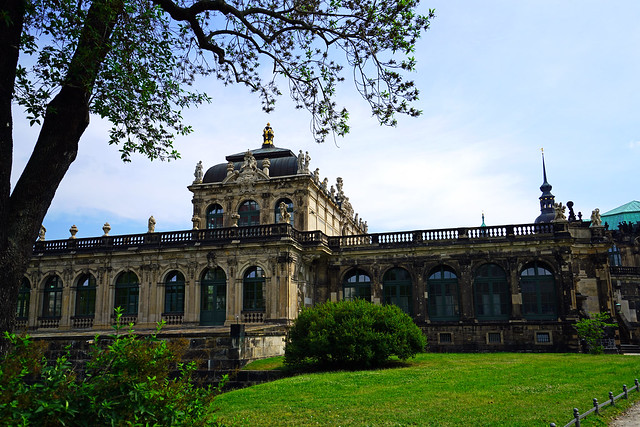 Zwinger Palace from outer wall from Ostra-Allee, Dresden