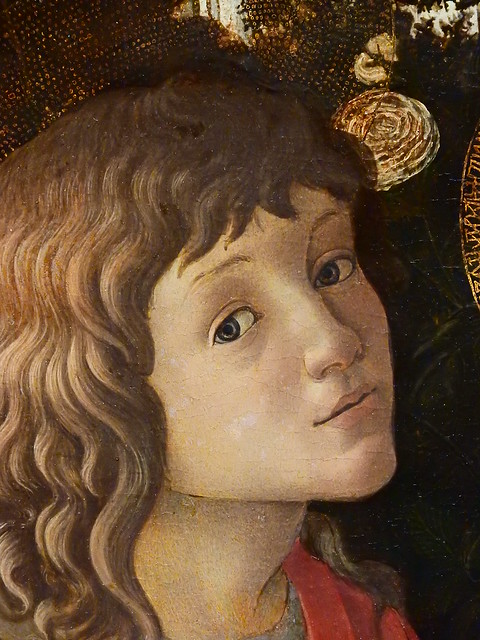 BOTTICELLI,1470-75 - La Vierge et l'Enfant avec le Jeune Saint Jean-Baptiste (Louvre) - Detail 32