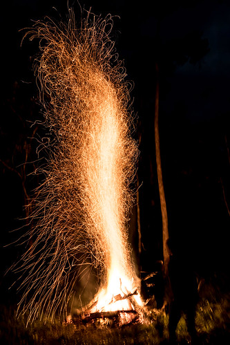 fire bonfire sparks trails night pyro pyrotechnics