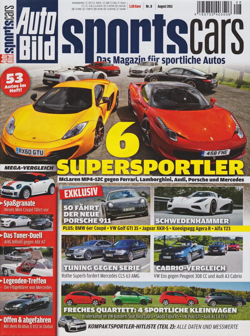 Image of Auto Bild Sportscars - 2011-08 - Cover