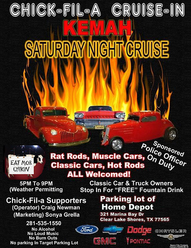 Saturday Evening Cruise-In Kemah Chick-Fil-A Flyer | by Camaro Kid Car Show Listings