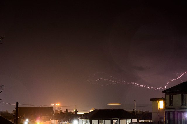 Lightning Over Sandown Roof Tops