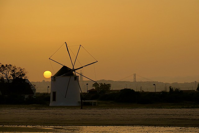 Sunset from Barreiro to Almada Portugal