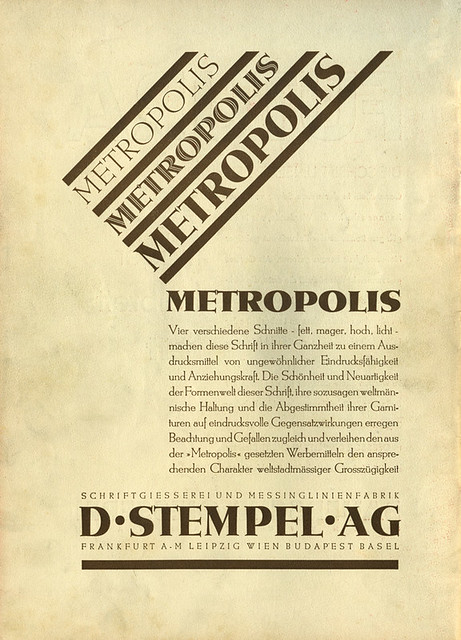 D. Stempel AG: Metropolis Ad, 1928