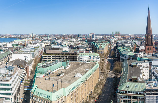 Hamburg Mönckebergstraße Aerial View HDR