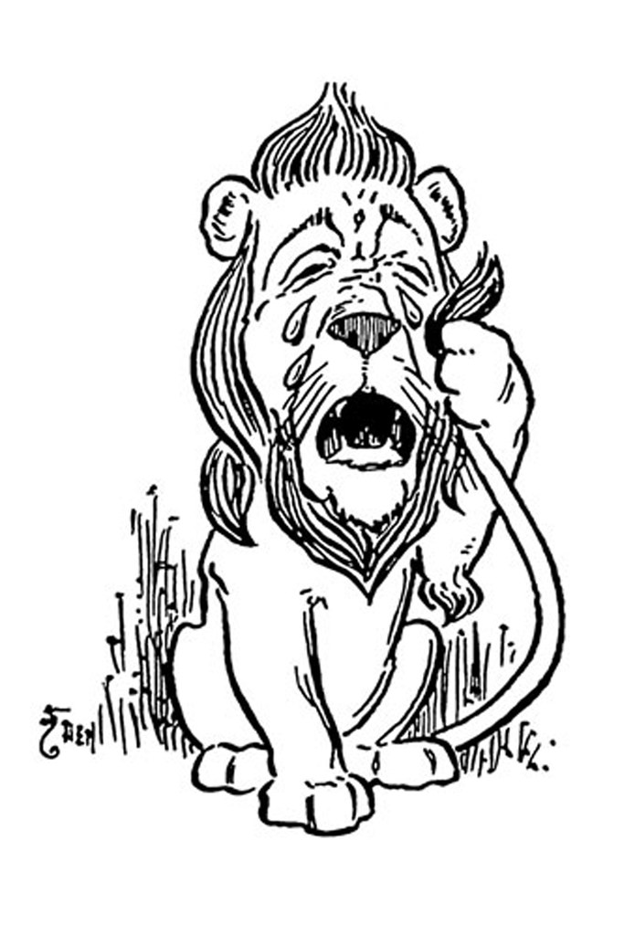 Drawing of The Cowardly Lion in L. Frank Baum's The Wizard of Oz. 