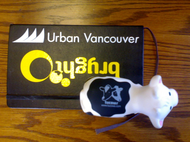 Squishy Cow on Moleskine Branded With Bryght and Urban Vancouver Stickers