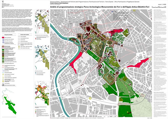 Rome: Metro 'C' Subway - Archaeological Surveys (08.2005 - 02.2008). Plan of: Roma -Piano Regolatore Generale. I5.4: Parco Archeologico Monumentale dei Fori e dell