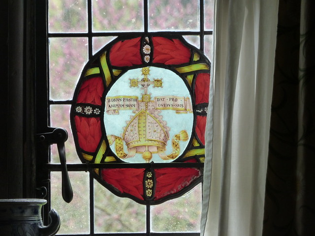 Wightwick Manor - Guest bedrooms - Oak Room - stained glass window - Archbishop of Canterbury William Laud