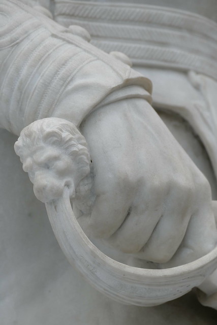 lion's head sword pommel - marble carving