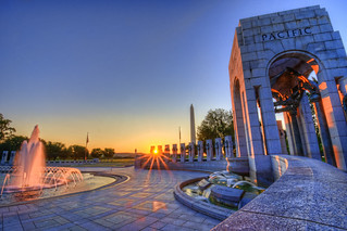WWII Memorial & Washington Monument sunflare