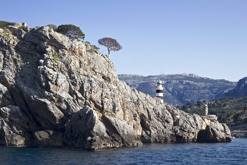 fardesacreu mallorca majorca portdesóller lighthouse offshore balearics spain limestone mediterranean coastline