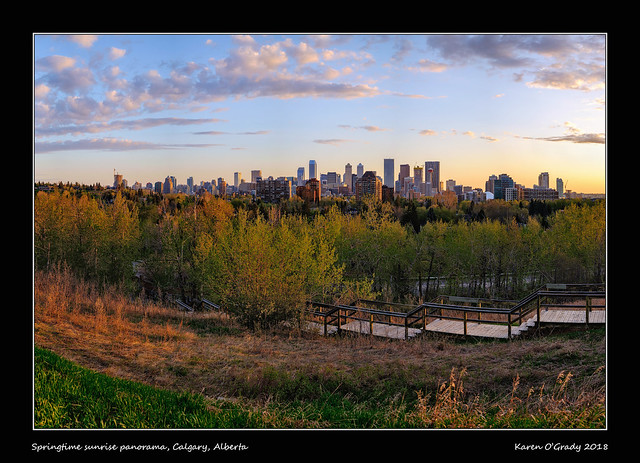 Springtime sunrise panorama, Calgary, Alberta