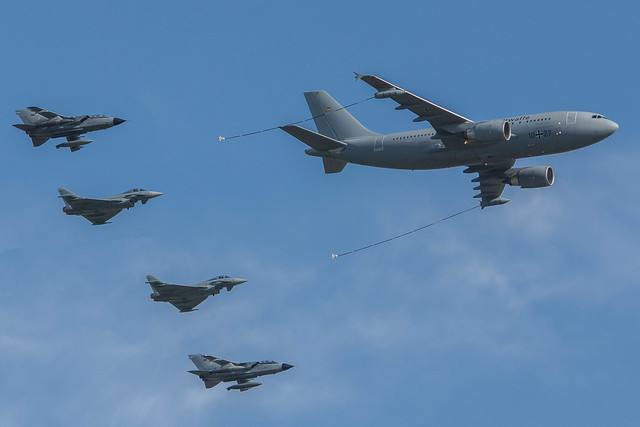Airbus A310 MRTT Tanker 10+27,  Panavia Tornados 45+77, 46+23, and Eurofighter Typhoons 31+17, 31+11, ILA Berlin Airshow