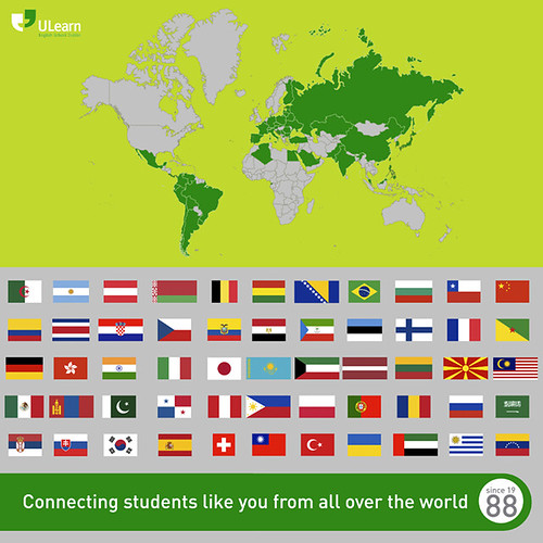 55. That's the number of DIFFERENT countries where ULearn students have come from so far in 2018! ULearn has been connecting students like you from all over the world for 30 years now. Study English in Dublin and make friends from different nationalities