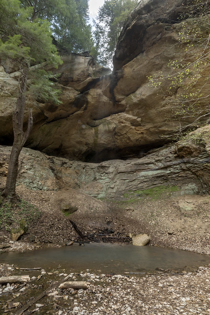 Waterfall, Pennsylvanian sandstone, rock shelter, Hemlock Cliffs, Hoosier National Forest, Crawford County, Indiana 2
